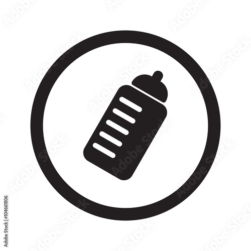 Flat black Sport Drink web icon in circle on white background