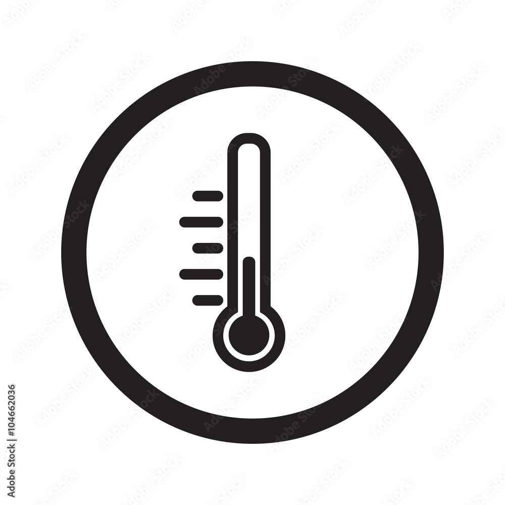 Flat black Temperature web icon in circle on white background Flat black Temperature web icon in circle on white background