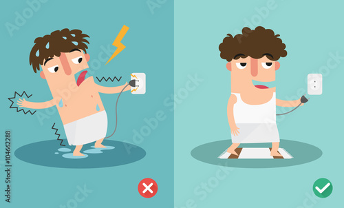 wrong and right for safety electric shock risk.