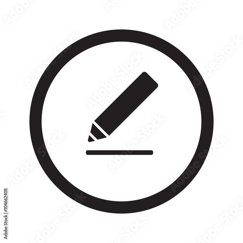 Flat black Sign Here web icon in circle on white background