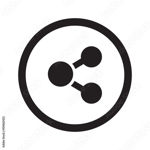 Flat black Share web icon in circle on white background