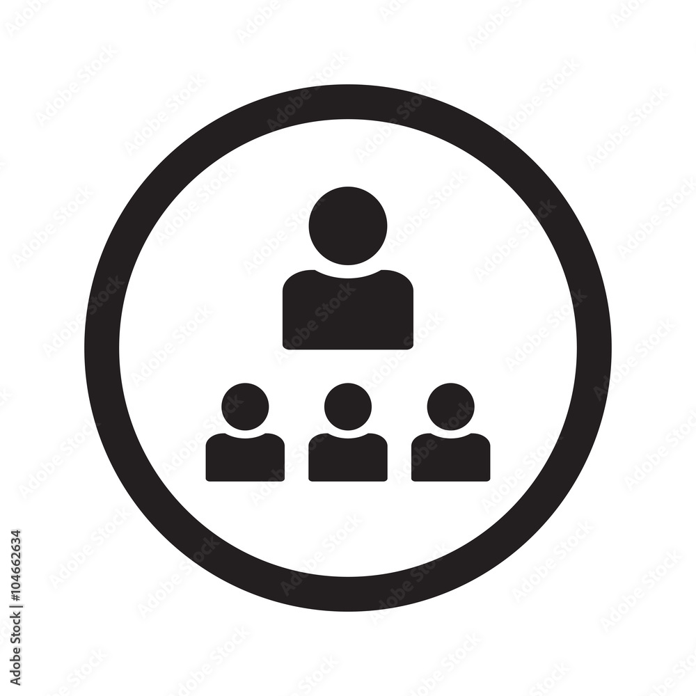 Flat black Organization web icon in circle on white background