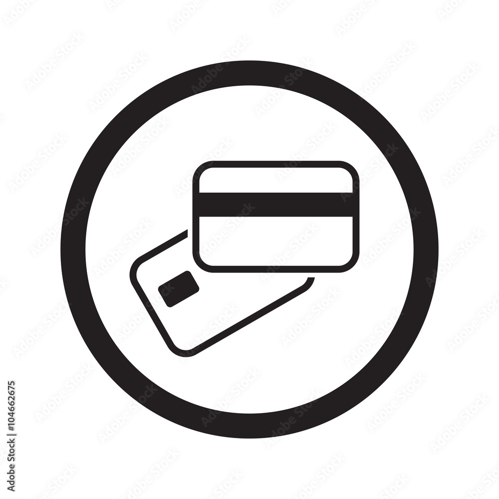 Flat black Credit Card Payment web icon in circle on white backg Flat black Credit Card Payment web icon in circle on white backg