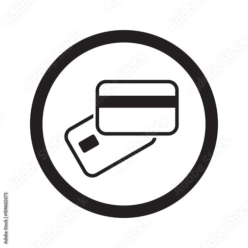 Flat black Credit Card Payment web icon in circle on white backg