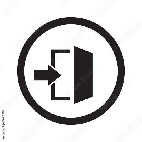 Flat black Enter web icon in circle on white background