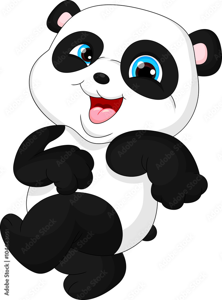 Naklejka premium Cute funny baby panda 