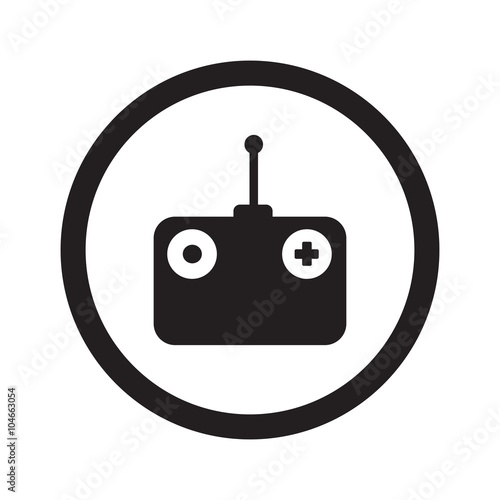 Flat black Radio Control web icon in circle on white background