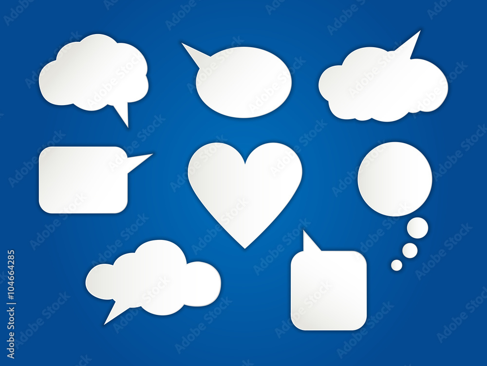 White paper bubbles for speech White paper bubbles for speech
