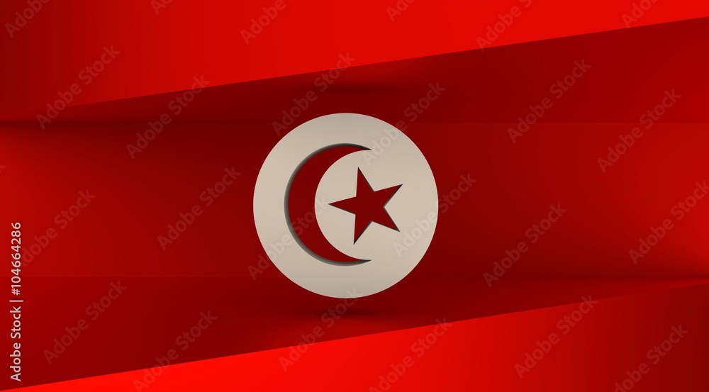 Tunisia flag design concept. 3d shaped flag elements. Image relative to travel and politic themes Tunisia flag design concept. 3d shaped flag elements. Image relative to travel and politic themes