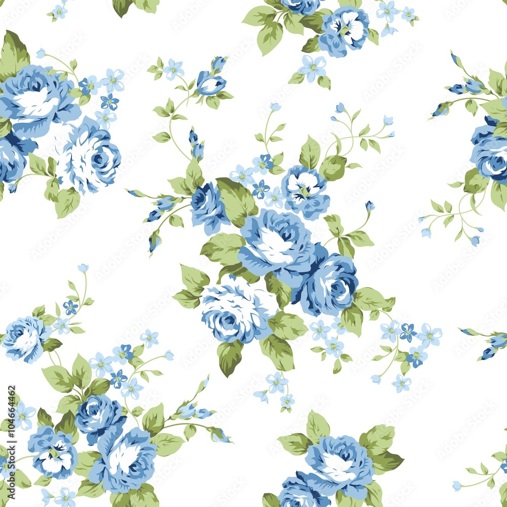Blue Flowers Seamless Pattern