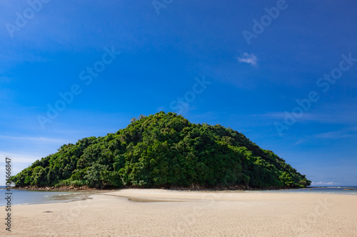 Tropical forest at the end of paradise sand beach © Juhku