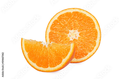 Sliced orange fruit isolated on white background