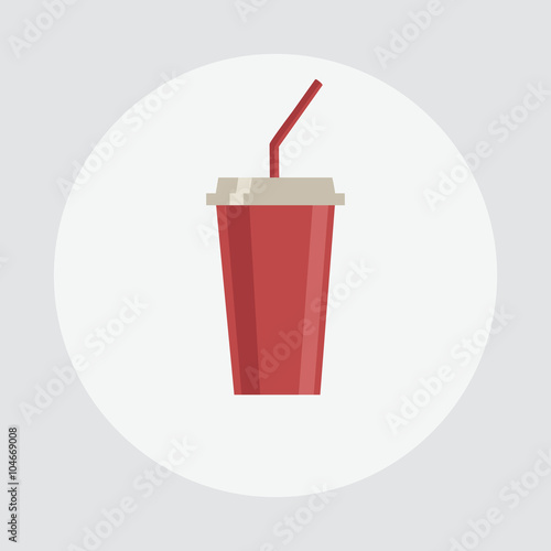 Soda icon. Soda vector illustration. Soda isolated background. Soda flat design. Soda drink, refresh icon. Soda red glass.