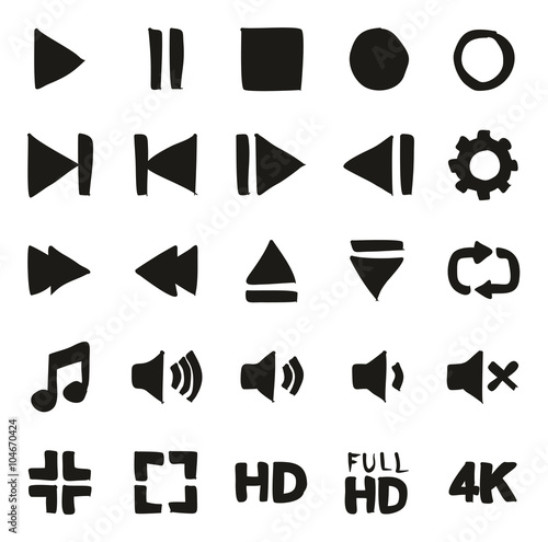 Video Or Music Or Camera Button Icons 