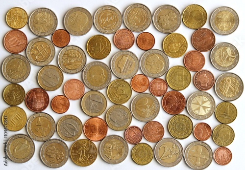 Euros en pièces de monnaie photo