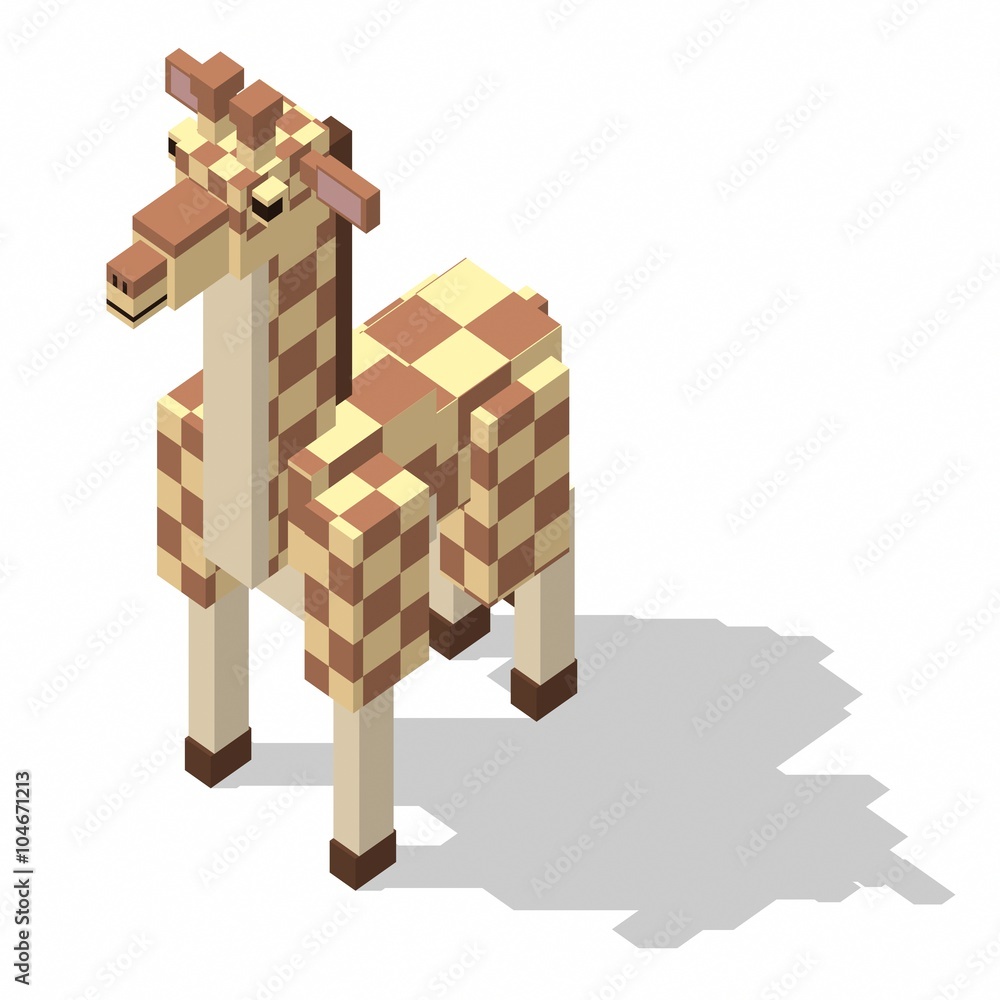 isometric rectangle design giraffe standing