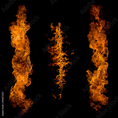 Fototapete Fire flames on black background