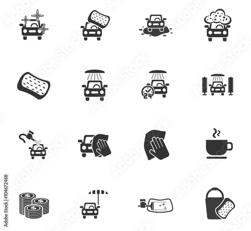 car wash service icon set