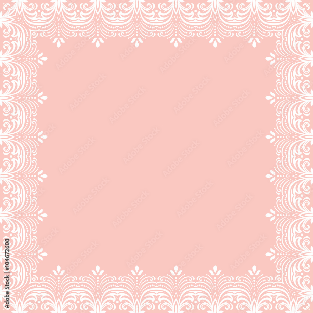 Classic vector square frame with arabesques and orient elements. Abstract fine ornament with place for text Classic vector square frame with arabesques and orient elements. Abstract fine ornament with place for text