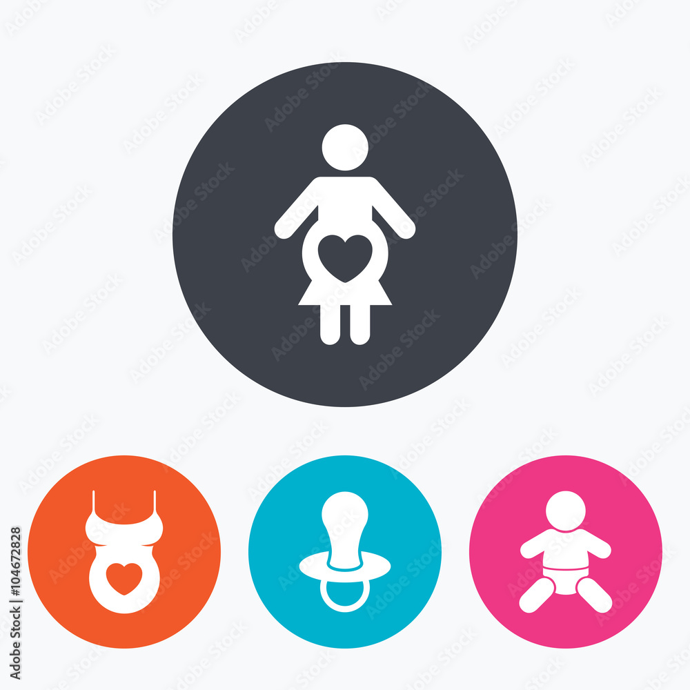 Maternity icons. Baby infant, pregnancy, dummy. Maternity icons. Baby infant, pregnancy, dummy.