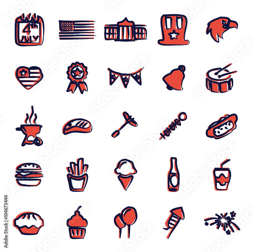 4th Of July Icons Freehand 2 Color photo