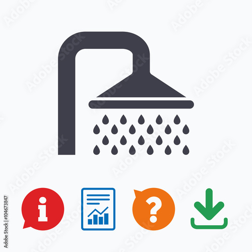 Shower sign icon. Douche with water drops symbol