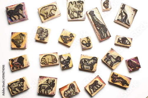 Rubber stamps of wild animals