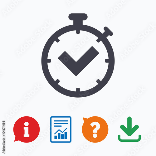 Timer sign icon. Check stopwatch symbol.