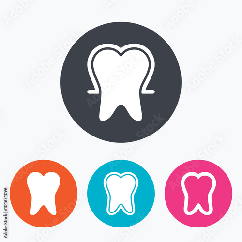 Tooth enamel protection icons. Dental care signs
