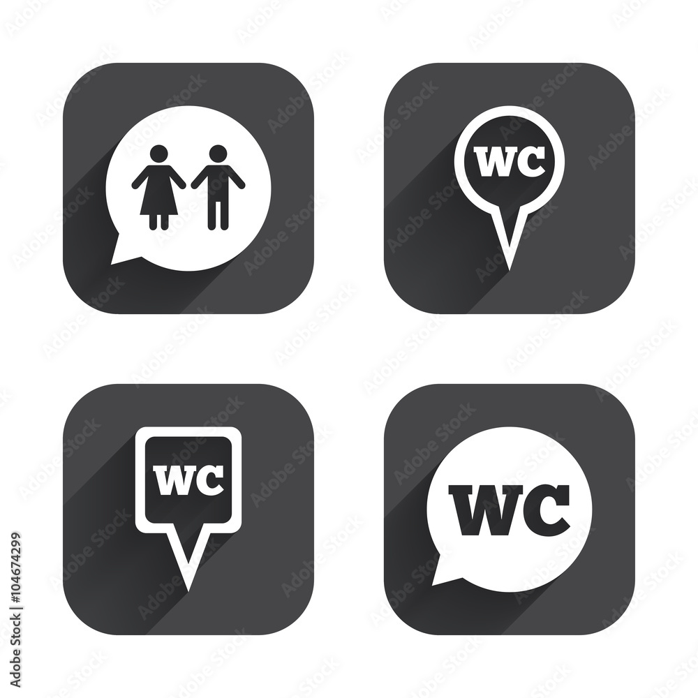WC Toilet pointer icons. Gents and ladies room. WC Toilet pointer icons. Gents and ladies room.