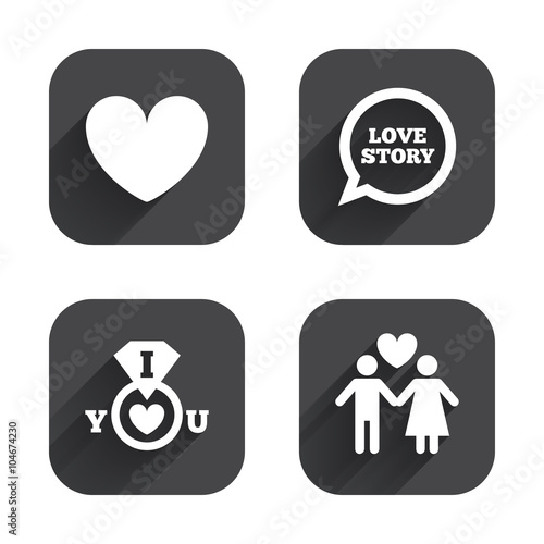 Valentine day icons. I love you ring sign.