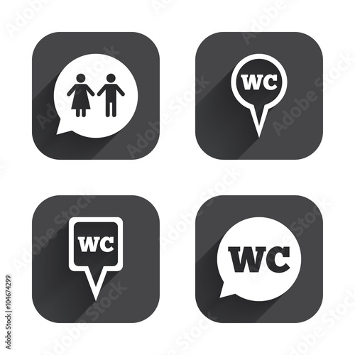 WC Toilet pointer icons. Gents and ladies room.