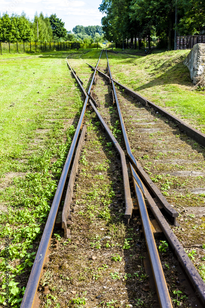 the crossing of normal and narrow gauge, Elk, Warmian-Masurian V the crossing of normal and narrow gauge, Elk, Warmian-Masurian V