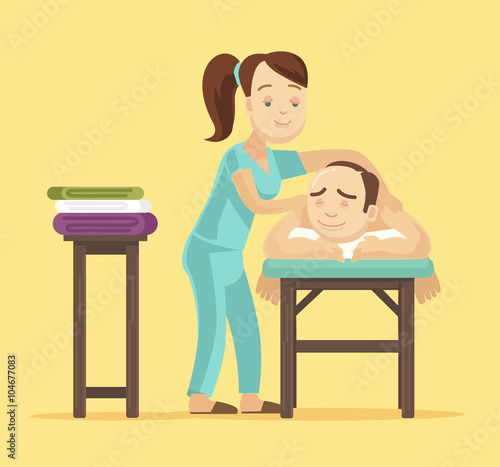Spa massage. Vector flat illustration