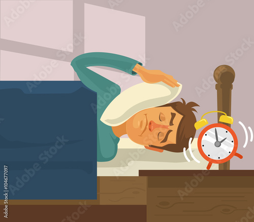 Morning alarm clock. Vector flat illustration