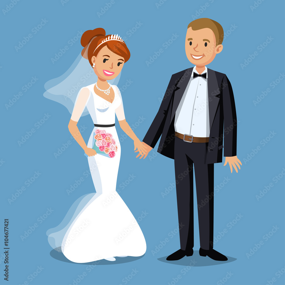 Cute Bride and groom, Wedding Party set illustration. Cute Bride and groom, Wedding Party set illustration.