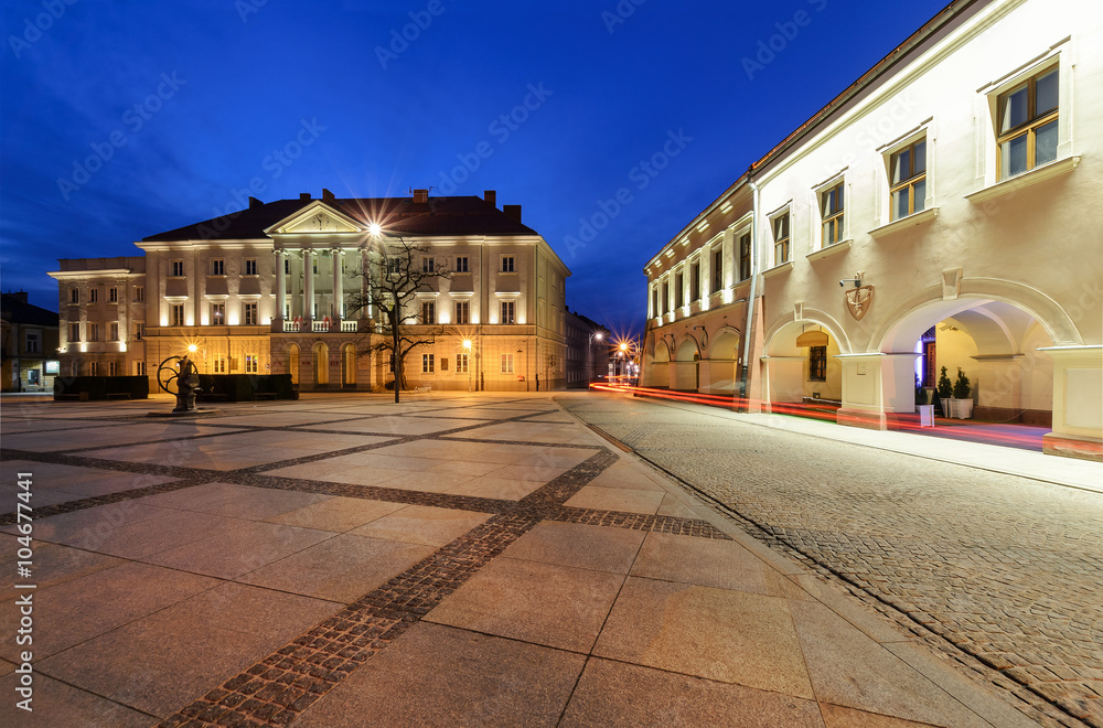 City Hall in main square Rynek of Kielce, Poland Europe
