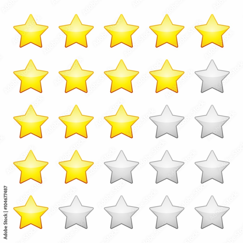 Rating stars isolated on white. Design element Vector illustration Rating stars isolated on white. Design element Vector illustration