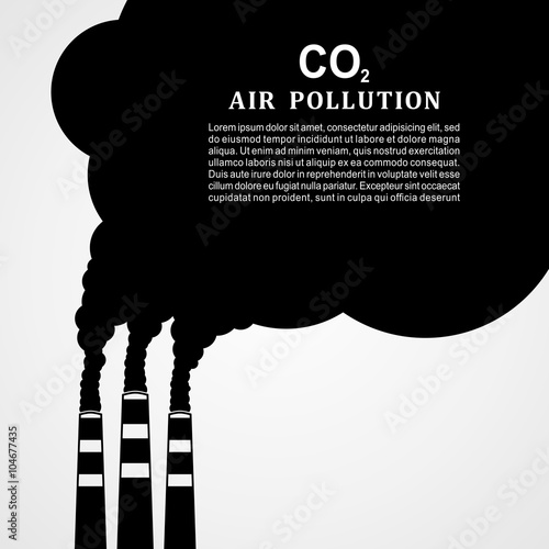 Air pollution. Factory or power plant emitting smoke. Smoking factory concept in Flat style. Vector illustration