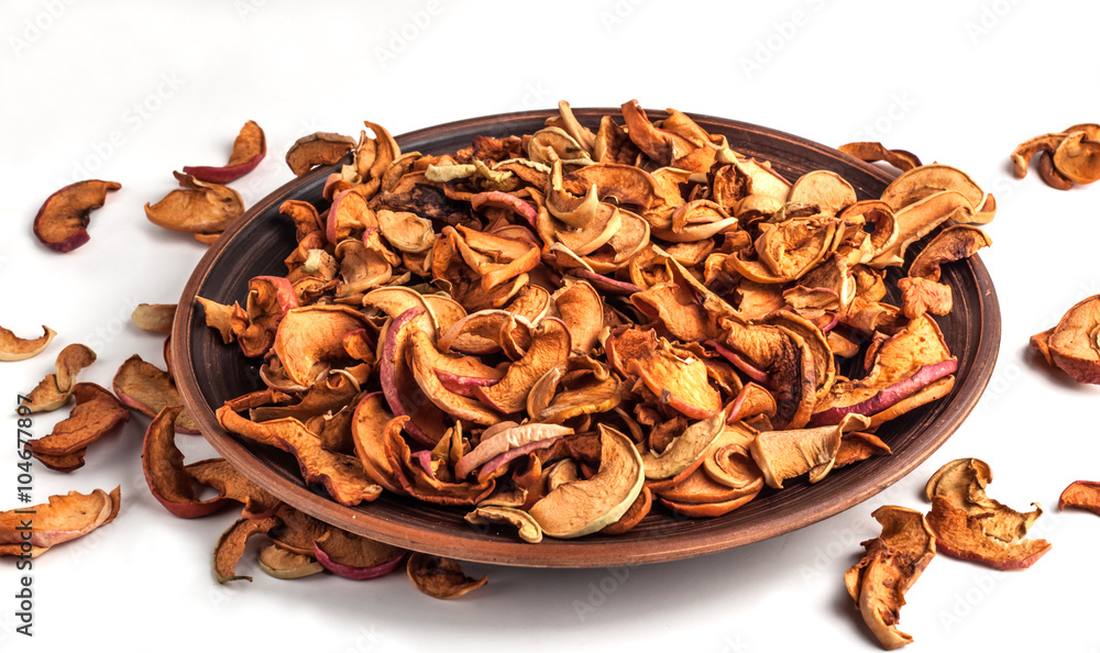 Dried apple sleces isolated on white background Dried apple sleces isolated on white background