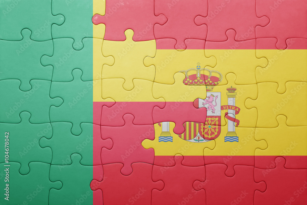 puzzle with the national flag of spain and benin