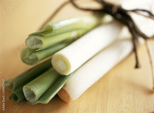 半分にカットされた長ネギ
