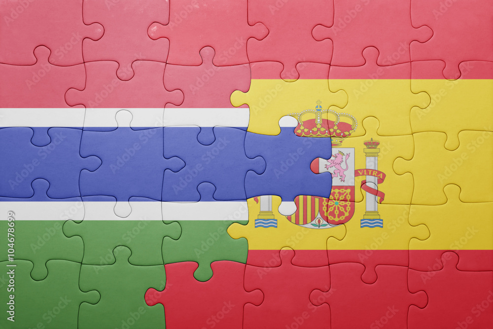 puzzle with the national flag of spain and gambia puzzle with the national flag of spain and gambia