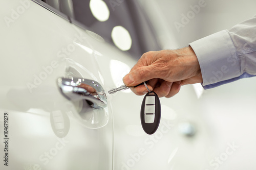 Businessman in motor show