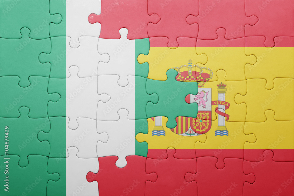puzzle with the national flag of spain and nigeria puzzle with the national flag of spain and nigeria