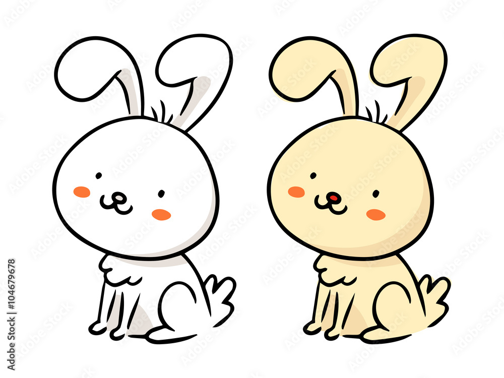 Freehand cartoon vector character, funny rabbit, Easter bunny sketch Freehand cartoon vector character, funny rabbit, Easter bunny sketch