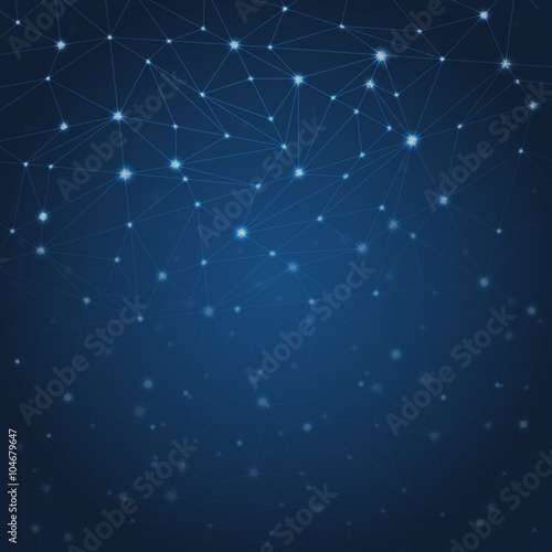 Vector abstract blue background with stars and constellations