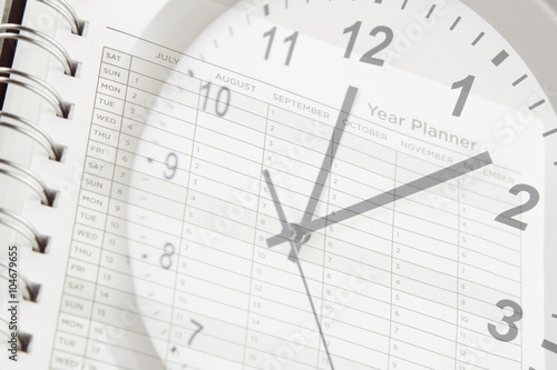Time management clock and year planner