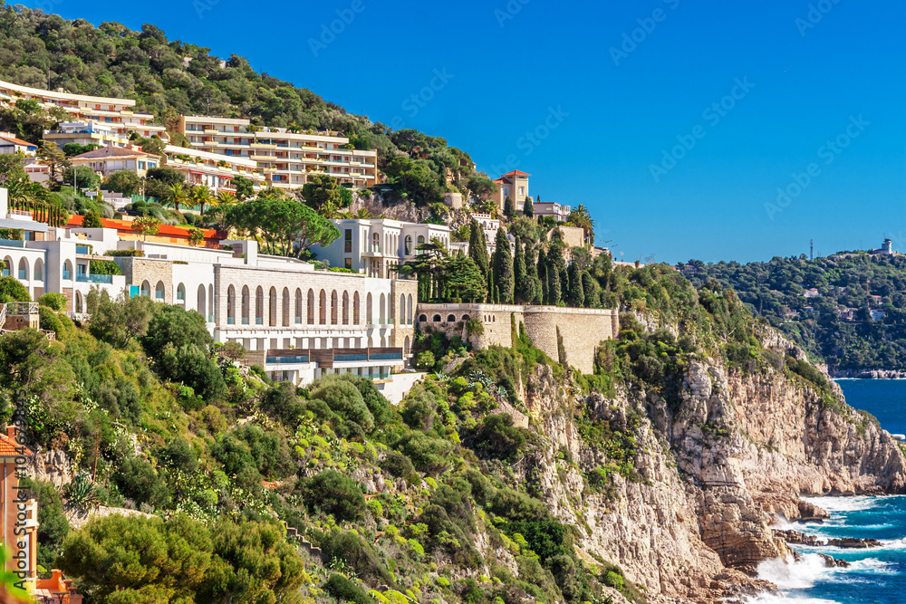 Obraz premium Panoramic view of Villefranche-sur-Mer, Nice, French Riviera.