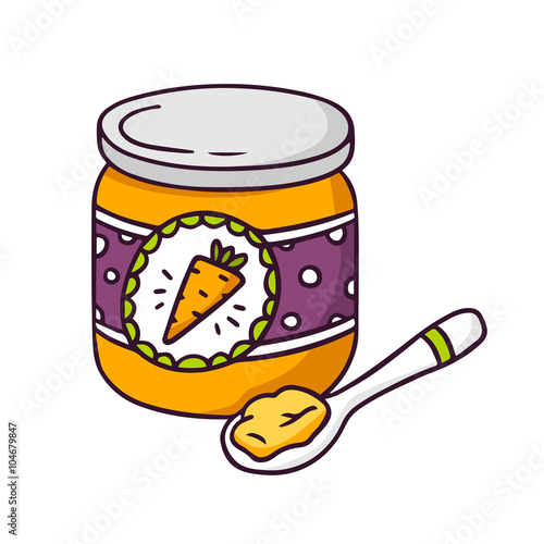 Vector baby food jar isolated on white